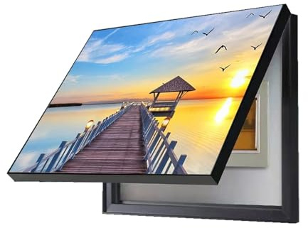 ALGFree Sicherungskasten Abdeckung 70x50cm Stromkasten Verkleidung | Verteilerkasten mit Hydraulic Rod, Aluminiumrahmen Ausblenden Elektrisches Panel Elektrische Box für Büro, Heimdekoration