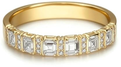 18K Gelbgold Matching Rings, Ring Moissanit Def Moissanit Größe 58 (18.5)