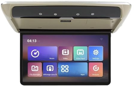 Monitor For Auto Da 19 Pollici Montato A Soffitto, Lettore Video Multimediale, TV 1080P, Schermo IPS For Montaggio Sul Tetto, For SUV, Camper E Roulotte(4-64 IPS Touch Beige)