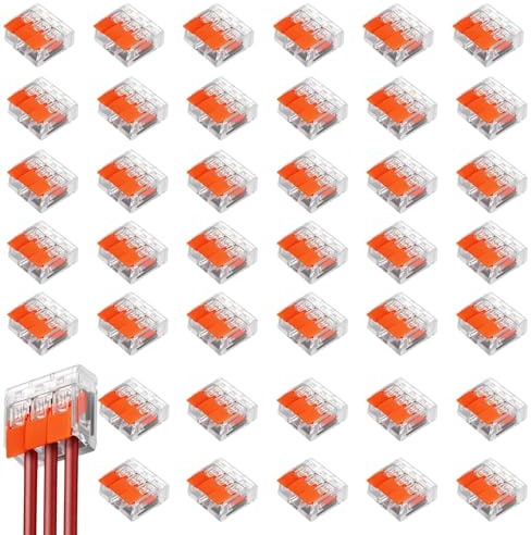 40 Stück Kabelklemmen Elektro, Lüsterklemmen Set, Klemmen 3 Polig Für Elektroinstallation, Klemmen bis 4 mm², Professionelle Kabelverbinder Mit Sicherem Halt