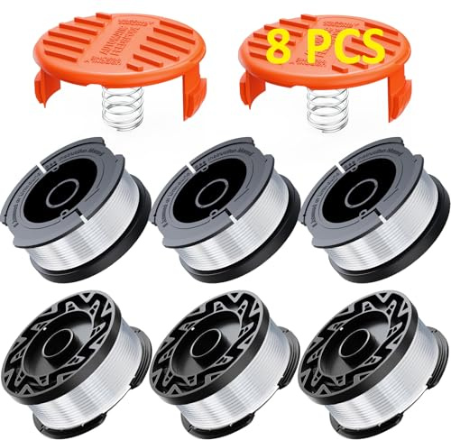 Eventronic Rasentrimmer Spule kompatibel mit Black Decker Rasentrimmer, A6481 A6485 8 Stück Trimmer Fadenspule kompatibel mit Black Decker Rasentrimmer, Trimmer Spule, Ø1,65mm, 9m Länge