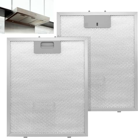 Lurtgex® 2 Stück Abzugshaube Filter Dunstabzugshaube Metallfettfilter Fettfilter Dunstabzugshaube 320x260 mm Dunstabzugshaubenfilter Metall Austauschfilter Universal