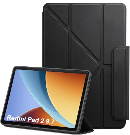 CAUHENYEE Cover per Xiaomi Redmi Pad 2 9.7, Funzione Stand Verticale, Anti-Goccia, Custodia Protettiva Antiurto per Xiaomi Redmi Pad 2 9.7 - Nero