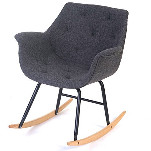 Mendler Schaukelstuhl Malmö T820, Schwingsessel Relaxsessel - Textil, grau
