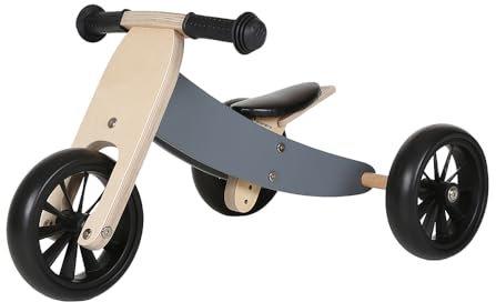 Bandits & Angels Smart Bike Laufrad Holz 4-in-1 Grau ab 1 Jahr – Für Jungen und Mädchen – Laufrad aus Holz – Umkehrbar in Dreirad und Zweirad – Verstellbarer Sattel