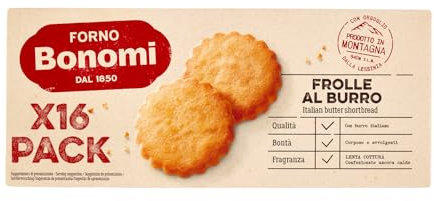 Forno Bonomi Frolle al Burro Formato Scorta. Frollini al burro ideali per uno spuntino gustoso. Provali con il latte o con il caffè oppure assaporali singolarmente. 16 confezioni da 150g