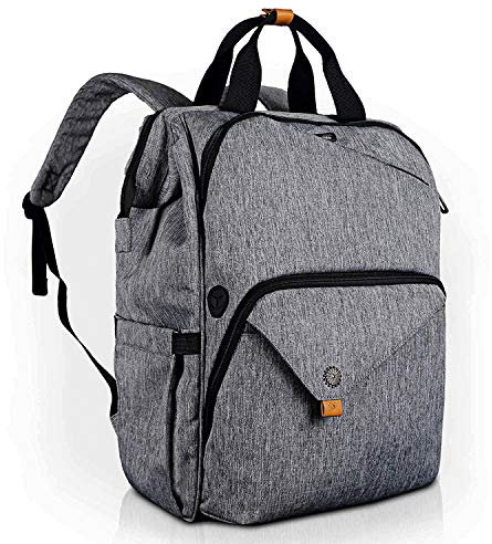 Hap Tim Mochila de Portáti, Hombre Mujer Mochila con funda ajustable para computadora de hasta 15.6 pulgadas, Mochila escolar impermeable para el viaje de trabajo diario de negocios - Gris (7651-G)