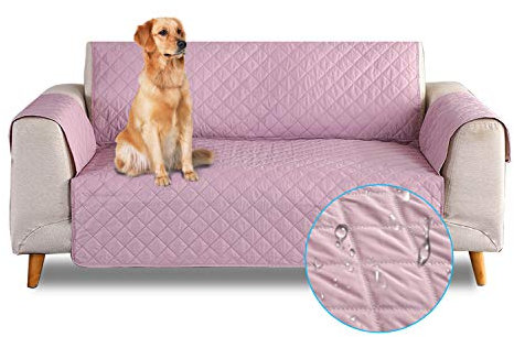 PETCUTE Copridivano Antiscivolo Fodera per divani Trapuntato Copridivano Imbottito Protezioni per divani Impermeabile per Cani, Animali Domestici Rosa 1 Posto