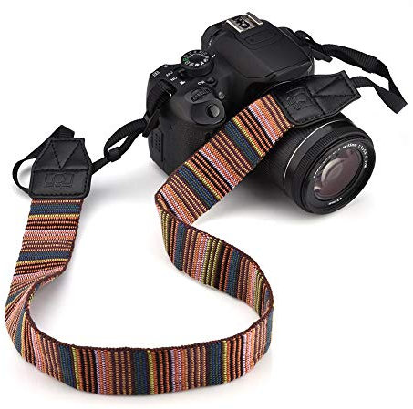 Topiky Bandoulière pour appareil photo, 1 cm de large, bandoulière en tissu polyester coloré pour la plupart des appareils photo SLR et DSLR
