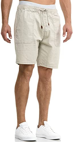 Indicode Herren Stoufville Chino Shorts mit 4 Taschen aus 98% Baumwolle | Bermuda Sommershorts für Männer Willow Gray, S