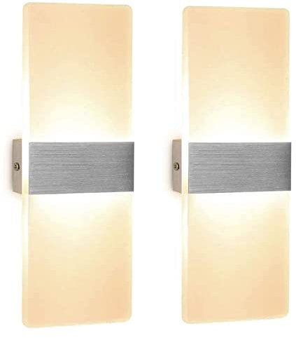 ChangM 2 Stücke Wandleuchte Innen LED 12W Wandlampe Acryl Wandbeleuchtung Modern für Wohnzimmer Schlafzimmer Treppenhaus Flur |Warmweiß