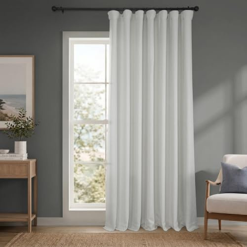 HPD Half Price Drapes BOCH-LN1855-96-DW Verdunkelungsvorhang aus Leinen, extrabreit, 100 x 96 cm, Austernfarben
