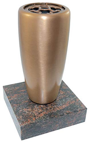 Kunst-Art-Köhl Grabvase 1705 aus Messing oder Aluminium montiert auf einem Granitsockel wahlweise auch ohne Granitsockel (Messing, Aurindi satiniert)