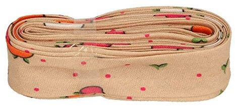 Sandras-Bastelladen Schrägband/Einfassband Baumwolle mit Muster gefalzt 3m x 20mm 003- Apfel Beige