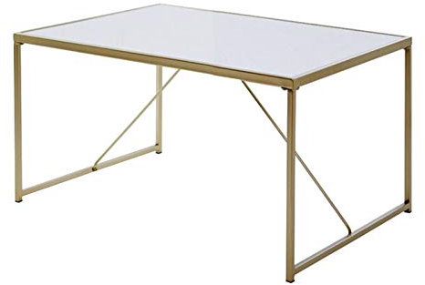Schreibtisch RENRUIRUI- Computer Einfache Home Office Workstation Imitation Marmor Holz Desktop Gold Metallrahmen Einfach Zu Montieren
