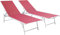 Happy Garden Lot de 2 Bains de Soleil pliants Sicilia en textilène Rose - Structure Blanche. Bain de Soleil d'extérieur en Acier 5 Positions.