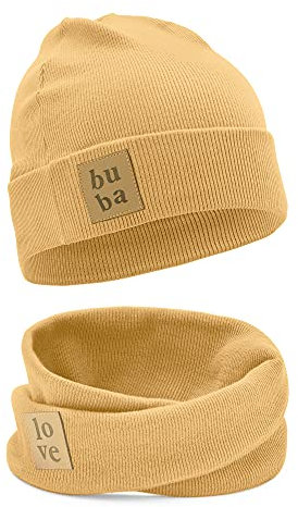Bubalove - Mütze und Schal Set - Baumwollmütze - Kragen für Baby - Baumwollmütze und Halswärmer - Strickmütze - Mütze und Schals - Kinder Kindermütz