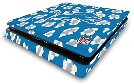 Head Case Designs Offizielle NFL Leopard Detroit Lions Vinyl Haut Gaming Aufkleber Abziehbild Abdeckung kompatibel mit Sony PlayStation 4 PS4 Slim Console