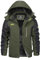 KEFITEVD Herren Winterjacke Warm Fleece Winter Jacke Thermojacke Softshell Jacke mit Kapuze Skijacke Snowboarden Wandern Männer Funktionsjacke Dunkeloliv L