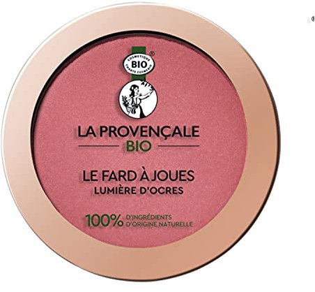 La Provençale Bio - Le Fard à Joues Lumière d'Ocres Certifié Bio - Blush Effet Bonne Mine - Pour Tous Types de Peaux - Teinte : Rose Faïence (02)