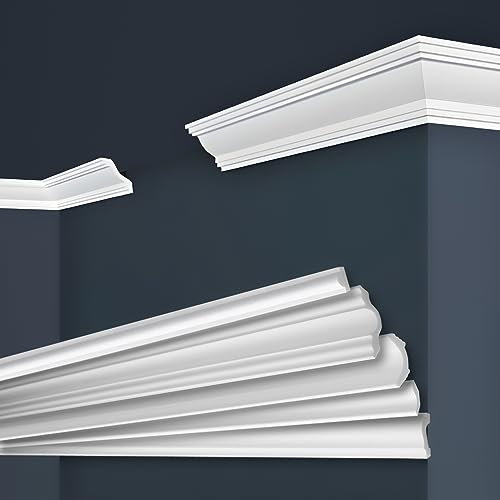 Marbet moulures de plafond en polystyrène XPS - moulures de haute qualité légères & robustes au design moderne - (2 mètres E-40-80x80mm) moulures décoratives