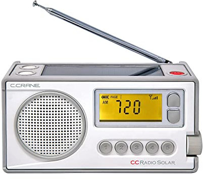 C. Crane CCRadio Solar Wind-Up Portable Emergency Crank Digital Radio AM, FM, NOAA Weather & Alert, Built-in LED Flashlight and Cellphone Charger, Battery Operated & Everyday Use