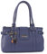 Catwalk Collection Handbags - Damen Leder Schultertasche - Handtasche Mittelgroß für Notizbuch A5 - MARTINA - Blau