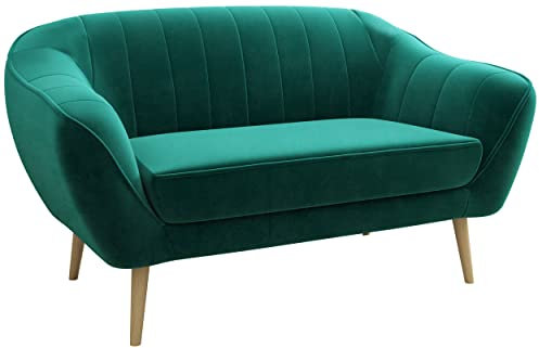 MKS MEBLE Moderne Sofa - Skandinavische Deko Polstersofa - Gaja Loungesofa - Zwei Personen Grün