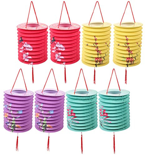 HOMSFOU 8 Stücke Papier Chinesische Laterne Lampions Papierlaternen Lampenschirm Japanische Gartendeko Hängelaterne Hängedeko Papierlampion Hängende Draußen Izakaya Sushi Bar Restaurant Dekoration