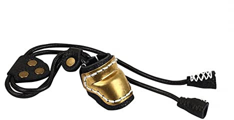 DONGKER Bogenschießen Daumen Fingerschutz, Messing-Leder Bogen Daumen Schutz Ring, Einstellbar Daumenringe für die Traditionelles Bogenschießen