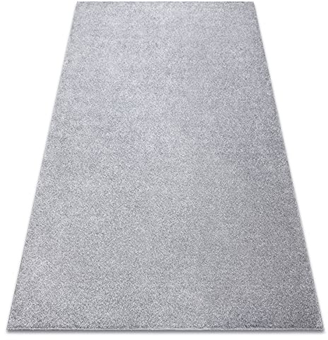 rugsx Teppich, Teppichboden San Miguel eben, glatt, einfarbig, Silber, 300x350 cm