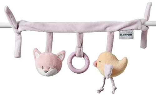 Nattou Spielzeug zum Aufhängen aus Polyester, Mit Rassel und weiteren Aktivitäten, Ca. 32 cm, Alice und Pomme, Rosa