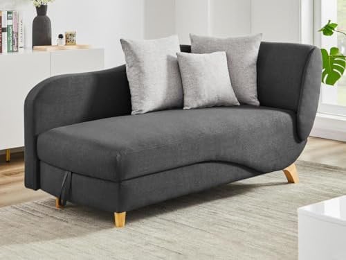 Vente-unique-Recamiere mit Schlaffunktion & Stauraum - linksseitig - Stoff - Anthrazit - Penelope