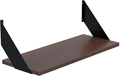 AKKE Wandregal - Hängeregal mit 18 mm Möbelplatte und Metallhalterungen - Wandablage für Moderne Wohnräume, Bücher, Pflanzen und Deko - Loft Flat 80 cm x 20 cm Nussbaum