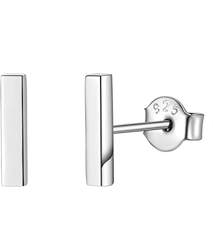 FindChic Clou Puce Oreille Rectangulaire Argent 925 Petites Boucles d'oreilles Fille Mini Bijoux Cartilage