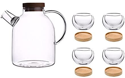 LUCBEI Pitcher Glass Teapot High Temperature Resistant Scented Teapot Tea Brewing Pot Household Tea Cup Tea Set Heated Glass Pitcher Hot/Cold Water Carafe (Color : D)