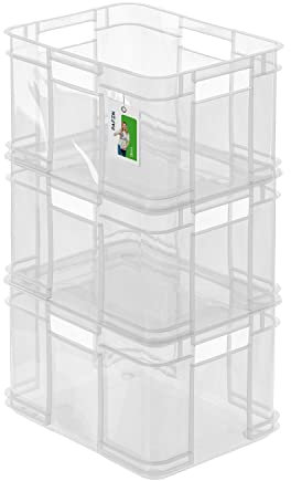 PAFEN 3x Euro Stapelbox 16l - 35 x 27 x 21 cm - Aufbewahrungsbehälter Euro-box Transparent Stapelkasten Transport Eurobehälter aus PP