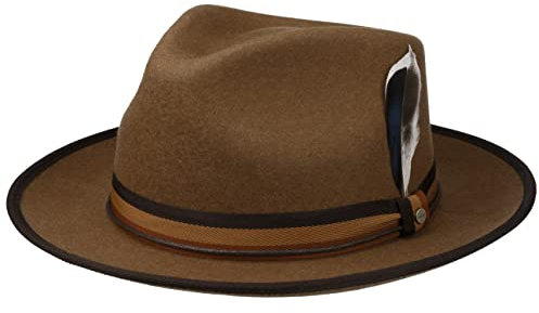 Stetson Baileyville Fedora Wollhut - Einfarbiger Hut - Player-Hut - Outdoor-Filzhut Asahi Guard® - Knautschbar & wasserabweisend - Herbst/Winter - Unisex braun M (56-57 cm)