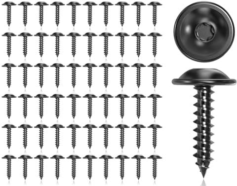 KAPSING 60 Stück Blechschrauben M5x16 mm, Selbstschneidende Schrauben für Auto Schutzbleche Stoßstange Radbögen Gitter Fahrgestell, Schwarz Selbstschneidende Schrauben