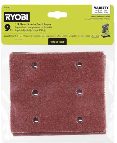 RYOBI 9 Stk. 1/4 Blatt Schleifpapier Set (A19901)