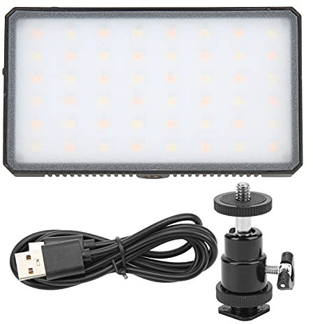 Cyrank Mini Video Light Portable LED 3000‑6500K Photography Light 2100mAh Rechargeable with Cold Shoe Ball Head Photo Light for Outdoor Photography Live Streaming Zoom