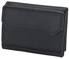 Josephine Osthoff Geldbörse Slim Wallet mit Münzfach und RFID Schutz, Geldbeutel für Damen und Herren, handgefertigt aus 100% Echtleder, Farbe:Schwarz