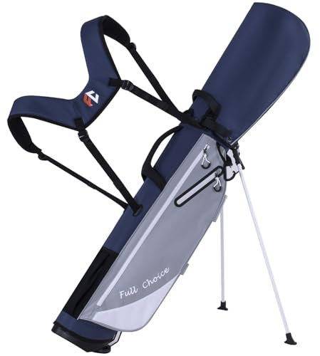 Full Choice Leichte Golftasche, robuste 4-Wege-Trennwände in voller Länge mit zwei Gurten und Ständer, Golf-Tragetasche, Marineblau