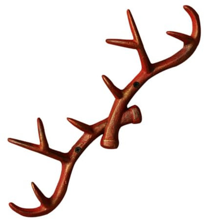 HOOTNEE Geweih Wandhaken Hirschgeweihhaken aus Eisen, Retro Rot für Bad