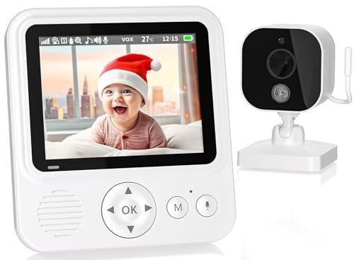 OBVHNUA Babyphone Camera 2,8 Pouces Caméra Bebe 720P HD IPS Écran Babyphone Vidéo 2000mAh USB-C avec Vision Nocturne VOX Zoom 2X-4X Communication Bidirectionnelle Capteur de Température 8 Berceuses