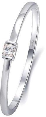 18 Karat Weißgold Wedding Ring, Engagement Ring Stylen Sie Einfach mit Einem 0,01-Karat-Diamanten Größe 56 (17.8)