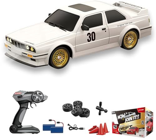 Hylukon Drift Auto, 30 km/h RC Drift Car 1:16 2,4 GHz Ferngesteuertes Auto 4WD RC Auto Drift Car mit LED Licht, 4 Rennen und Drift-Rädern, Cooler Retro Stil