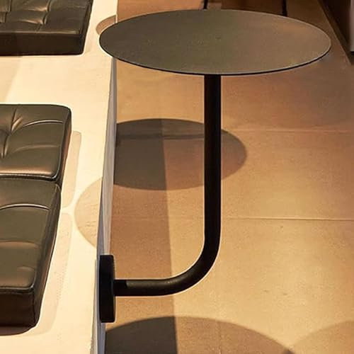 DMCHENGMA Esstisch Hoch 35cm/40cm/50cm Runder Stehtisch Schwarz Metall Eisen L-Form Wandmontierter Couchtisch Freizeit Beistelltisch(Size:40x40x45cm)