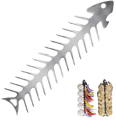 JYJLLM Pincho de metal para barbacoa de esqueleto de pescado para kebab, accesorios de barbacoa, brochetas de kebab con soporte, accesorios para parrilla de gas, pinchos de barbacoa, accesorios de