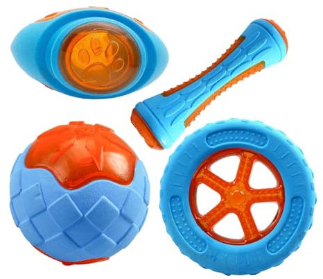 Schwimmendes Hundespielzeug – schwimmendes Hundespielzeug, Set mit 4 Pool-Spielzeugen, sicheres Wasserspielzeug für Hunde, Haustierschwimmer für Zahnhygiene und ansprechendes Spielen, quietschendes